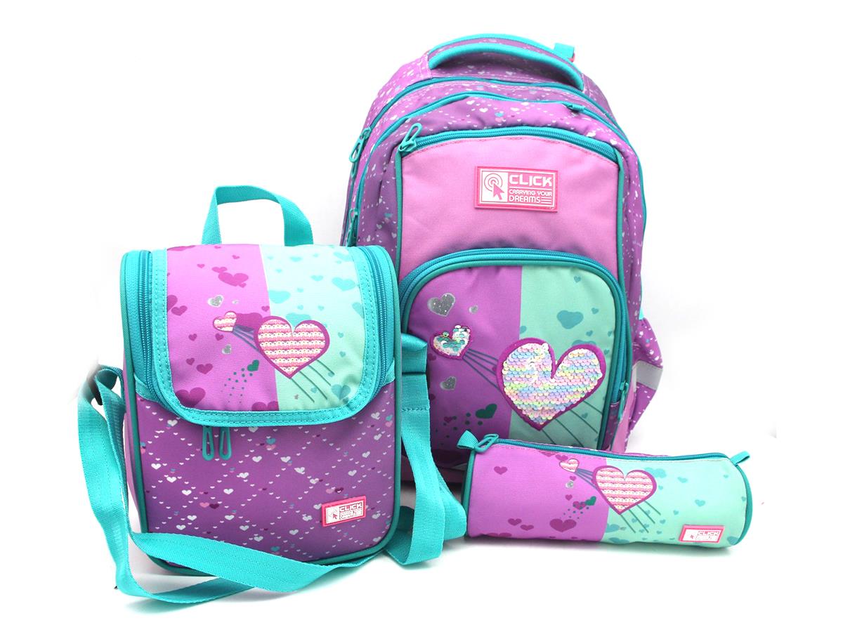 Fairco STA3036 Click Backpack Set With Lunch Box And Pencil Case